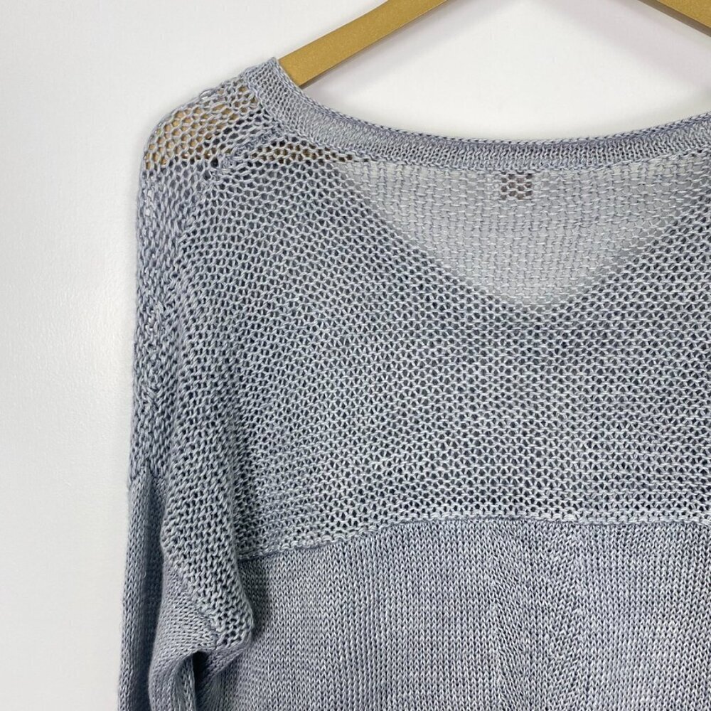 Poetry 100% Linen Gray V Neck Beach Sweater - Picture 8 of 12
